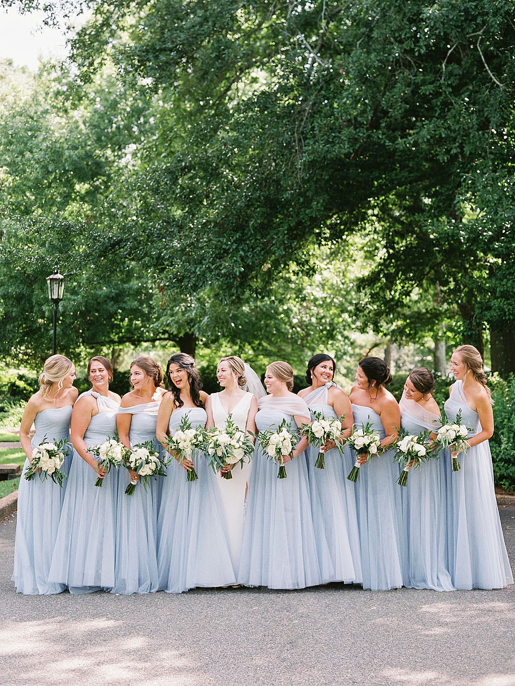 Bridesmaids in dusty blue