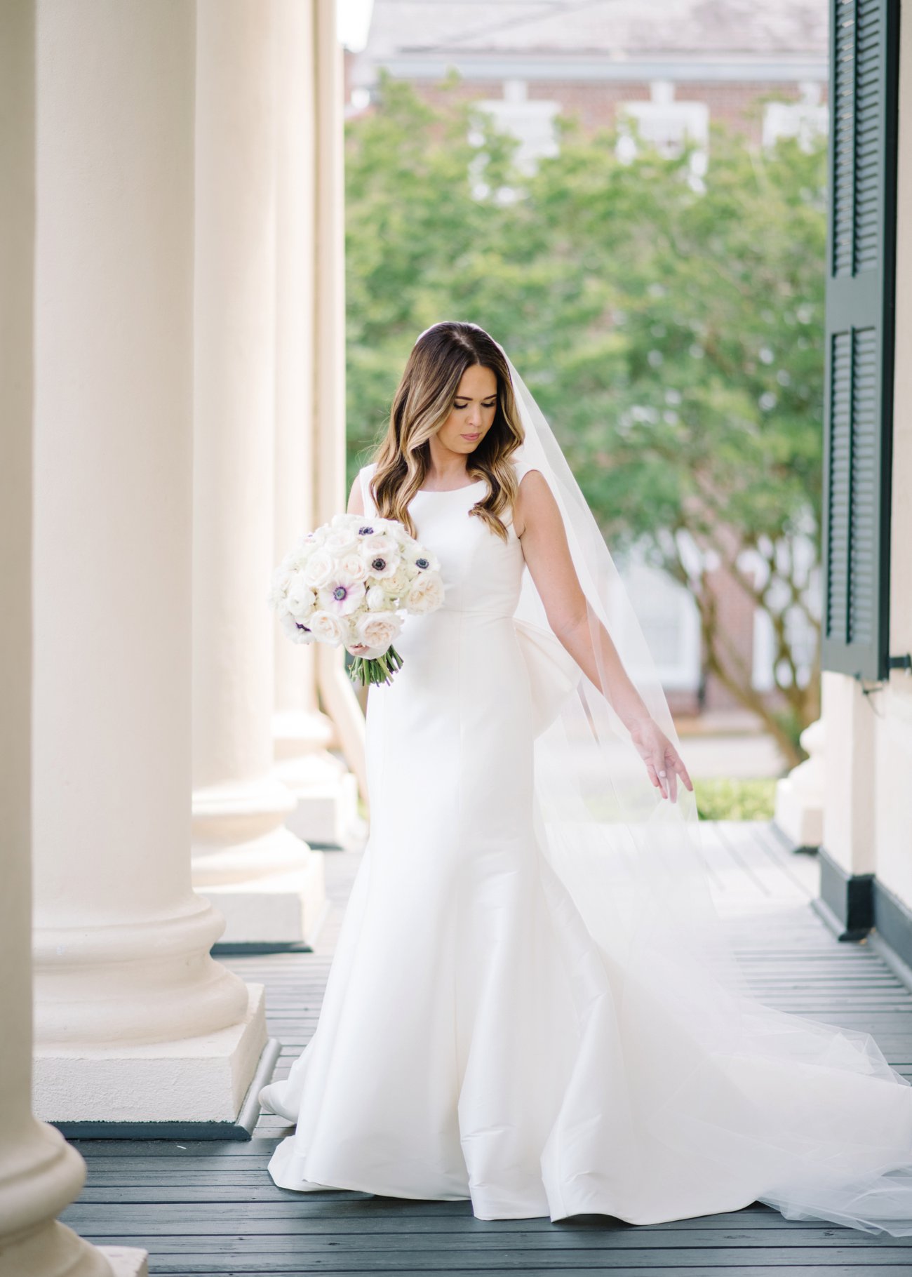 Bride on southern porch