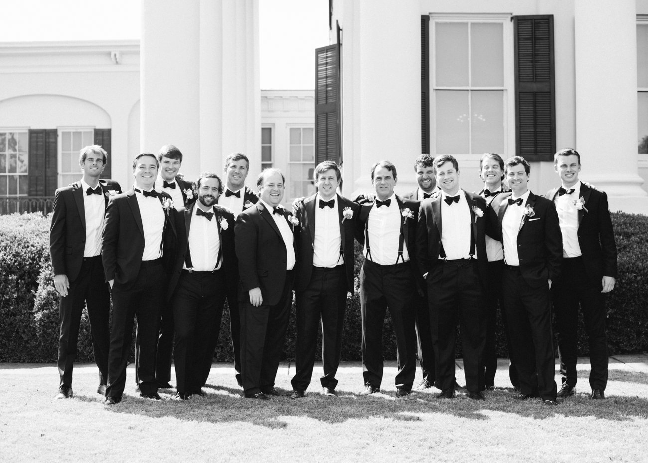 Classic groomsmen photo in black and white