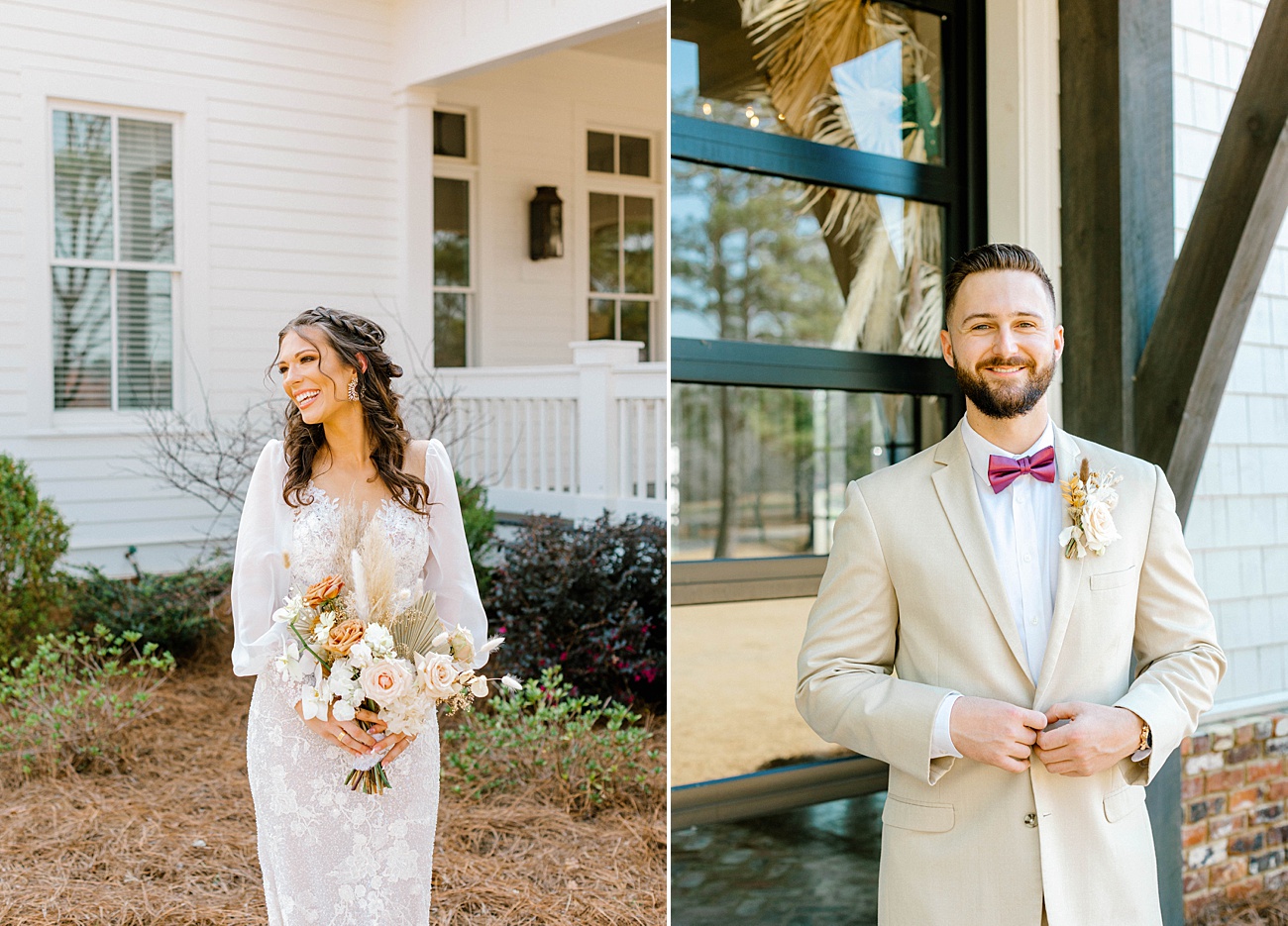 Romantic bride and groom portraits in Madison Georgia