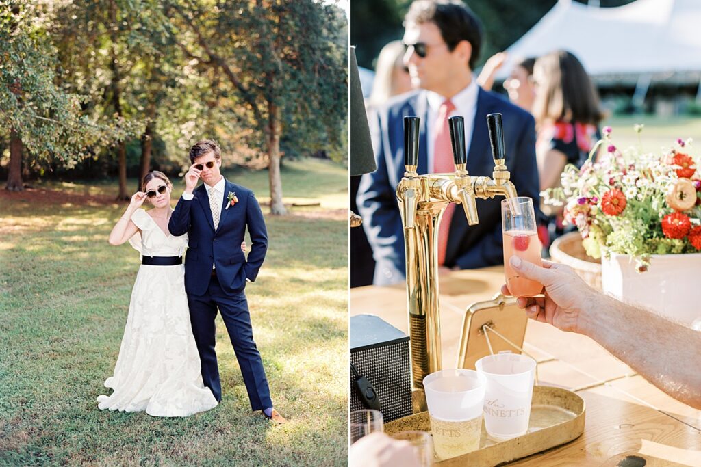 Bride and groom style for an outdoor summer wedding