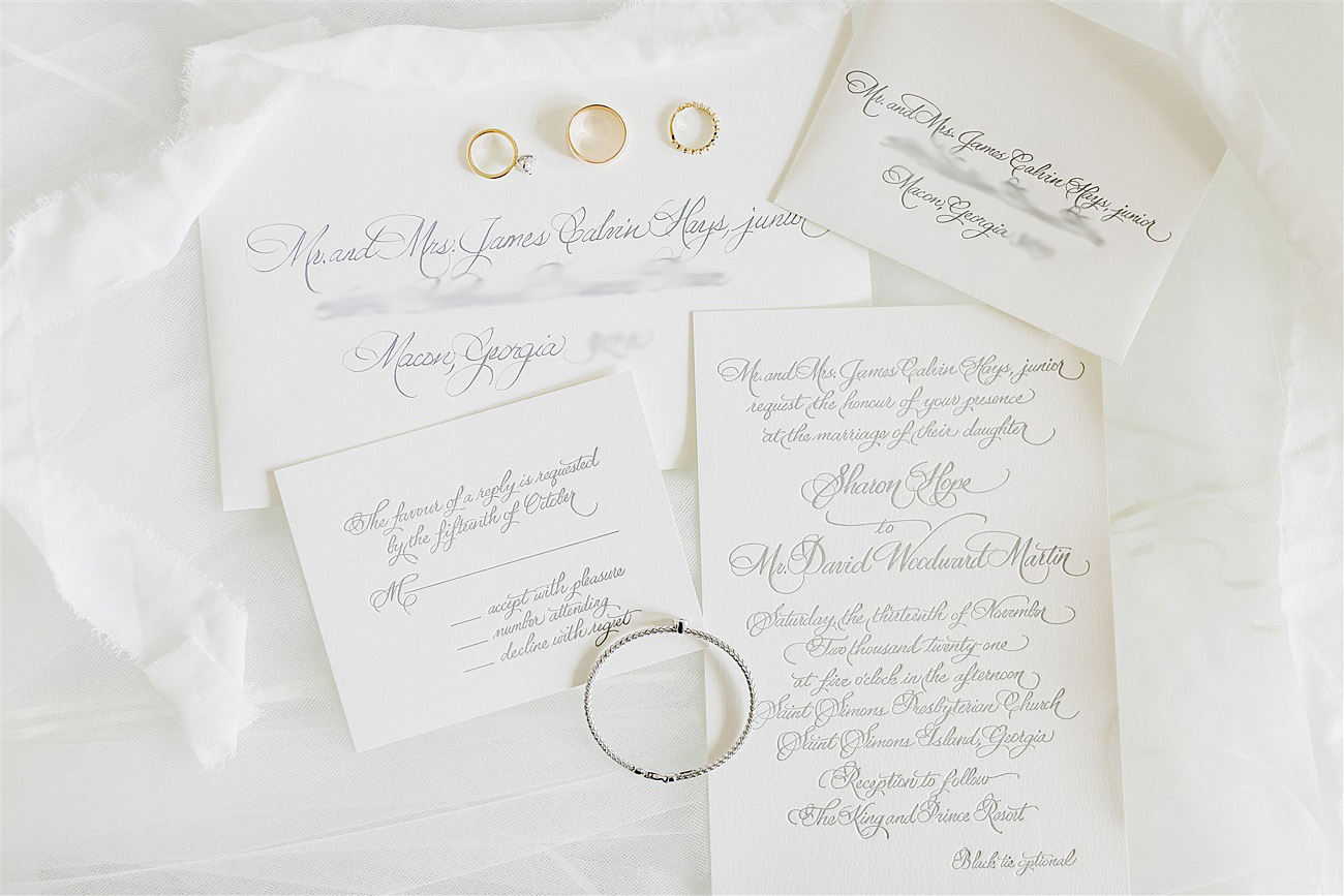 Classic white wedding invitation suite
