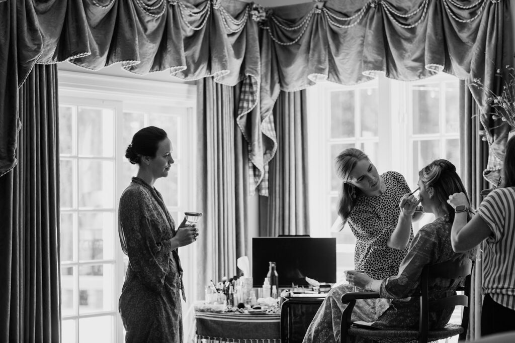 Bride getting makeup done