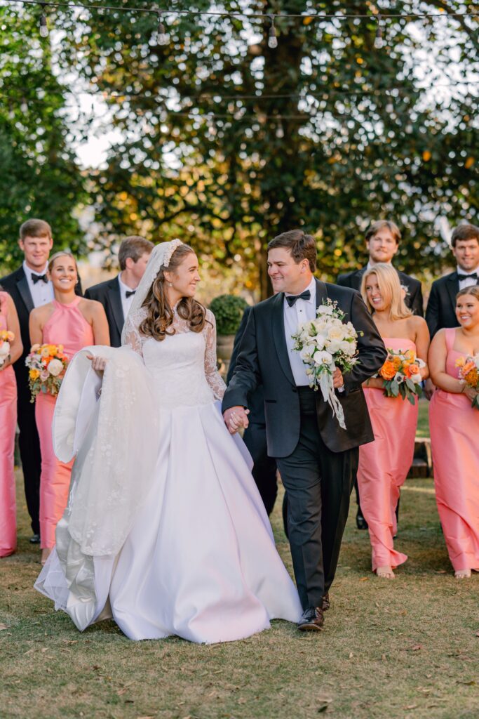 Bride and groom, wedding party, southern wedding