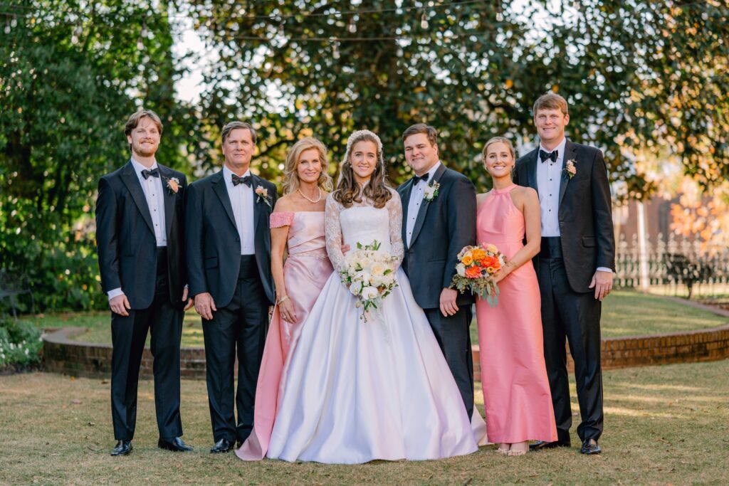 Bride and groom with bride's family