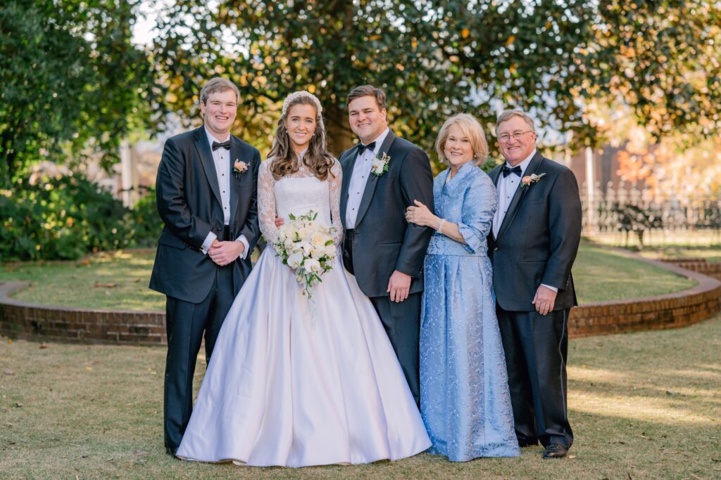 Bride and groom with groom's family